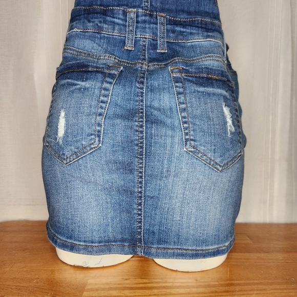 Wax Jeans Women's Juniors Distressed Denim Overall Dress Size Medium. - Picture 8 of 15